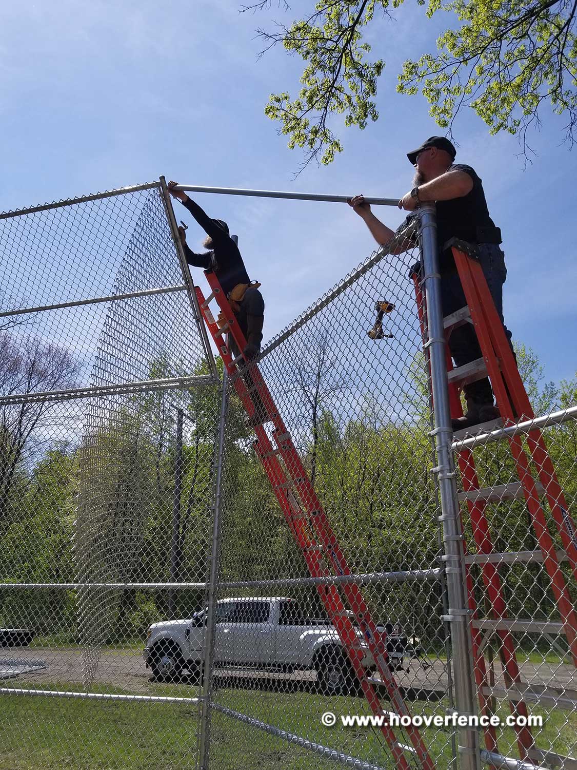 Hoover Fence Co Installation BS-F37 Backstop - Installing Canopy - Newton Falls, OH