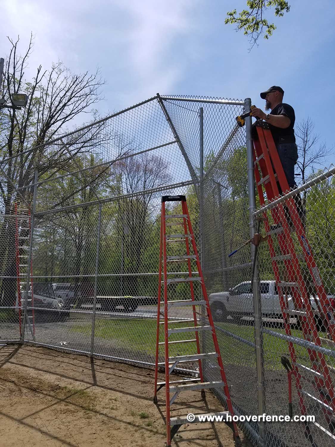 Hoover Fence F37 Backstop Kit, 20' wide, 10' wings, 6' canopy Hoover