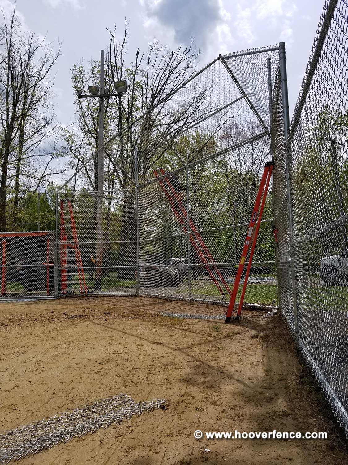 Hoover Fence Co Installation BS-F37 Backstop - Installing Canopy - Newton Falls, OH