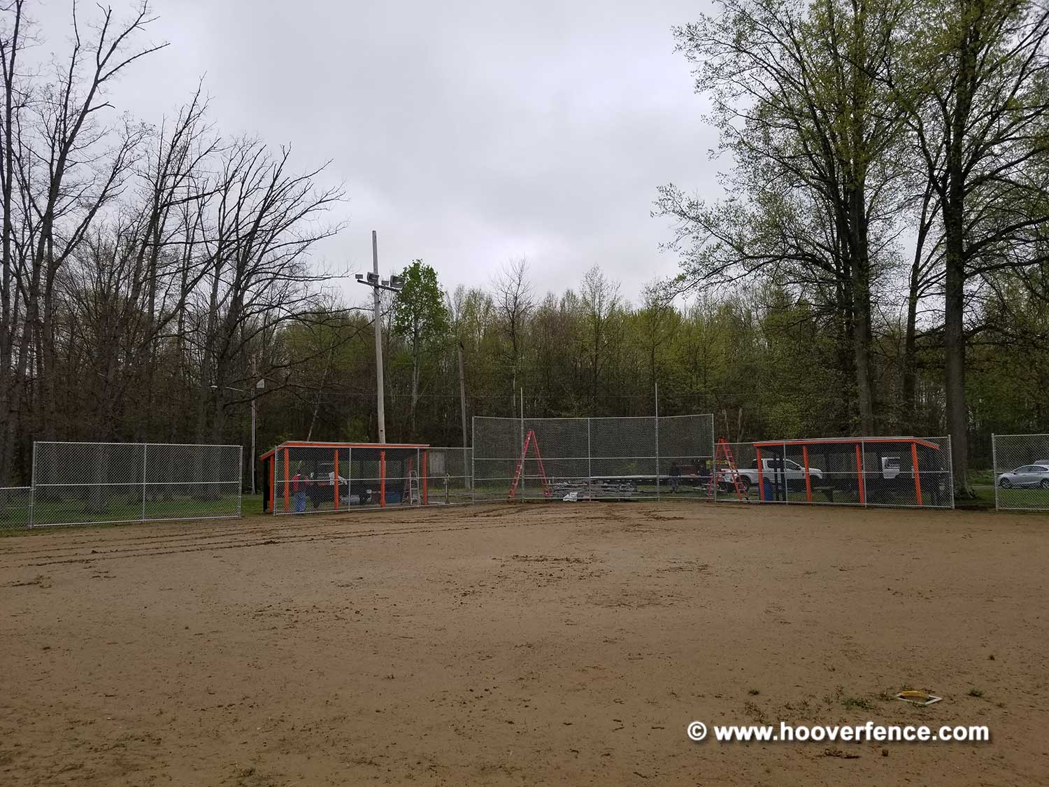 Hoover Fence Co Installation BS-F37 Backstop - Stretching Chain Link - Newton Falls, OH