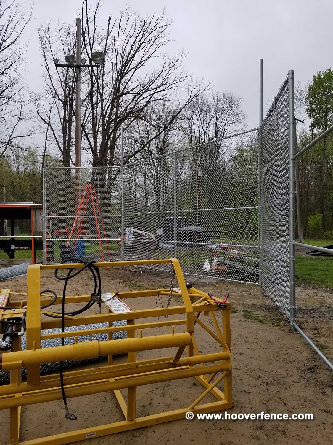 Hoover Fence Co Installation BS-F37 Backstop - Stretching Chain Link - Newton Falls, OH