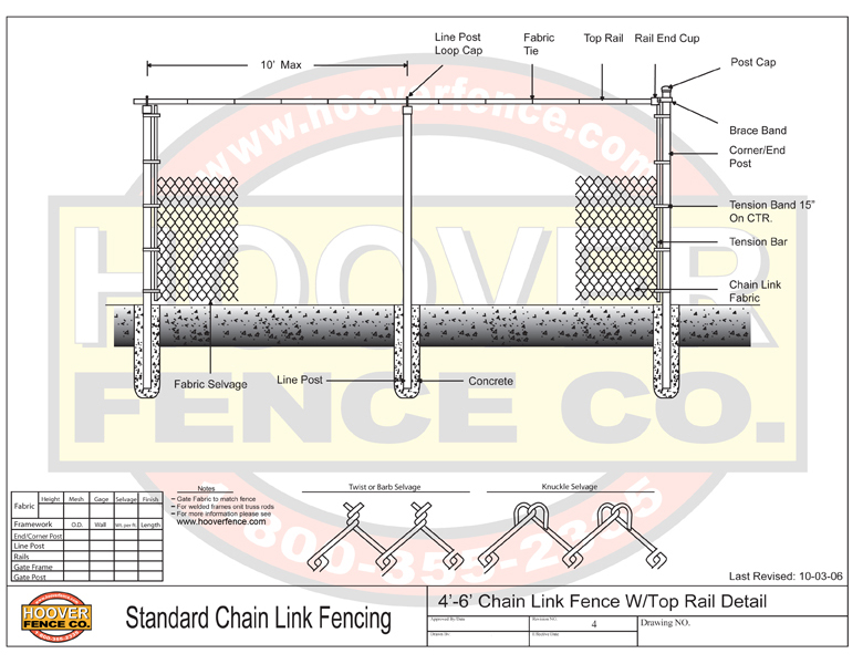 6 Wood Fence Detail Chain Link Fence  Schematics and Specifications