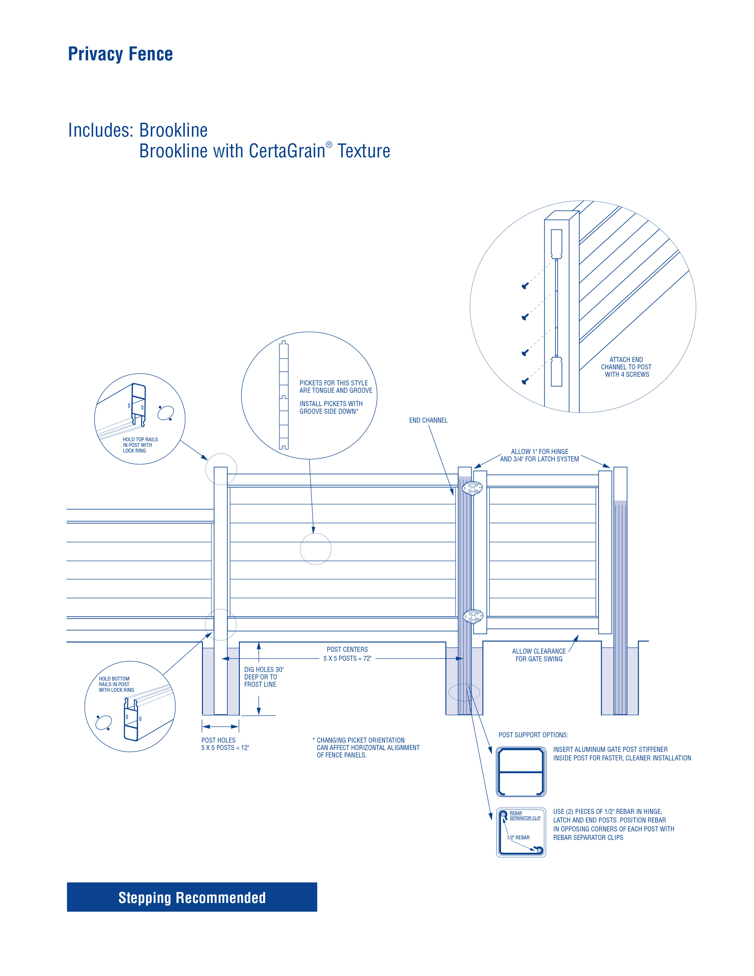 Brookline Vinyl Fence - Installation Diagram