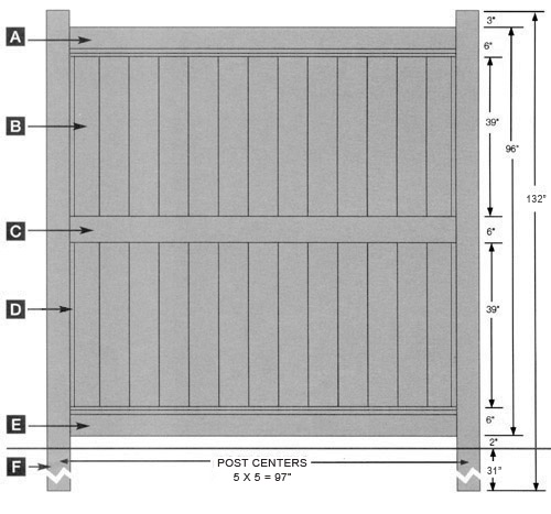 Galveston Style - 8' high specifications