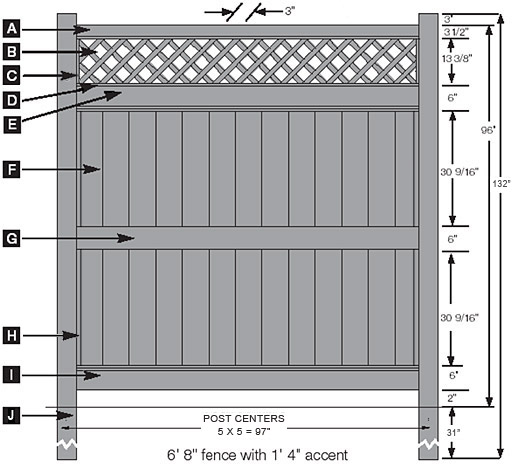 Galveston Style with Lattice Accent - 8' high specifications