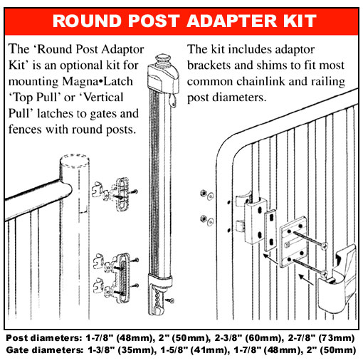 Magna-Latch Series 2 Round Post Adaptor Diagram